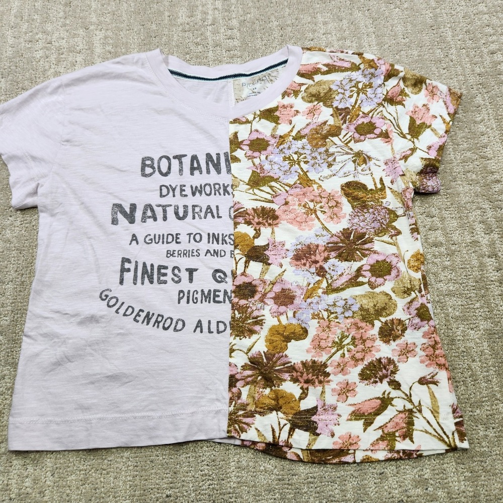 Pilcro Anthropologie Shirt Women XS Floral Botanical Patchwork‎ Boho Top Tee